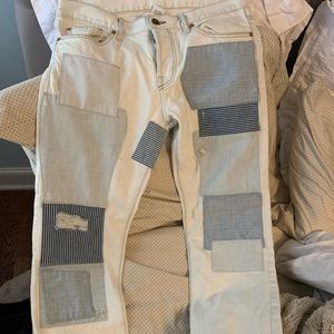 Size 29 NSF white/light wash patchwork jeans